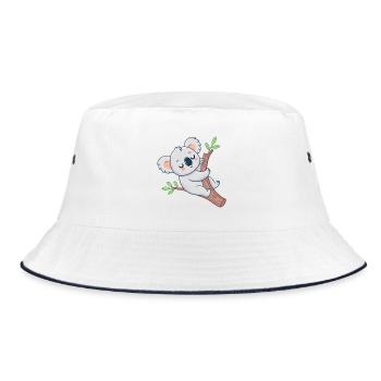 Dreamy Koala auf Cheerful Branch - Bucket Hat - Weiß/Navy - Vorne