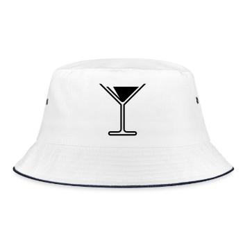Cocktail / Cocktail Glass / Martini – (Black) - Bucket Hat - white/navy - Front