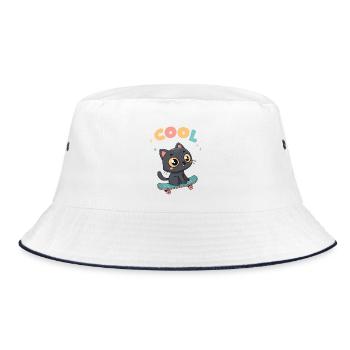 Chat skateboard pastel - Bob - blanc/marine - Devant