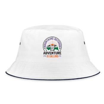 Berge – Das Abenteuer ruft - Bucket Hat - Weiß/Navy - Vorne