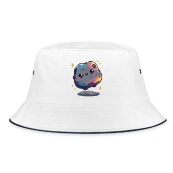 Kleiner Galaxie-Asteroid - Bucket Hat - Weiß/Navy - Vorne