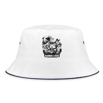 Ramen Love - Bucket Hat - Weiß/Navy - Vorne