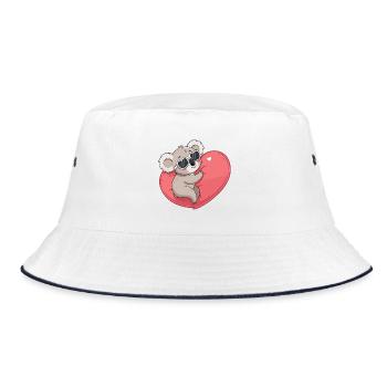 Koala-Lächelndes Herz - Bucket Hat - Weiß/Navy - Vorne