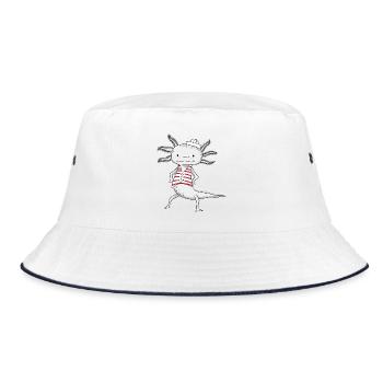 Axolotl Seemann - Bucket Hat - Weiß/Navy - Vorne