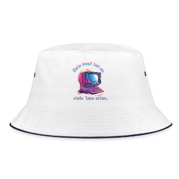 Vintage Computer Neon Tabs Open - Bucket Hat - white/navy - Front