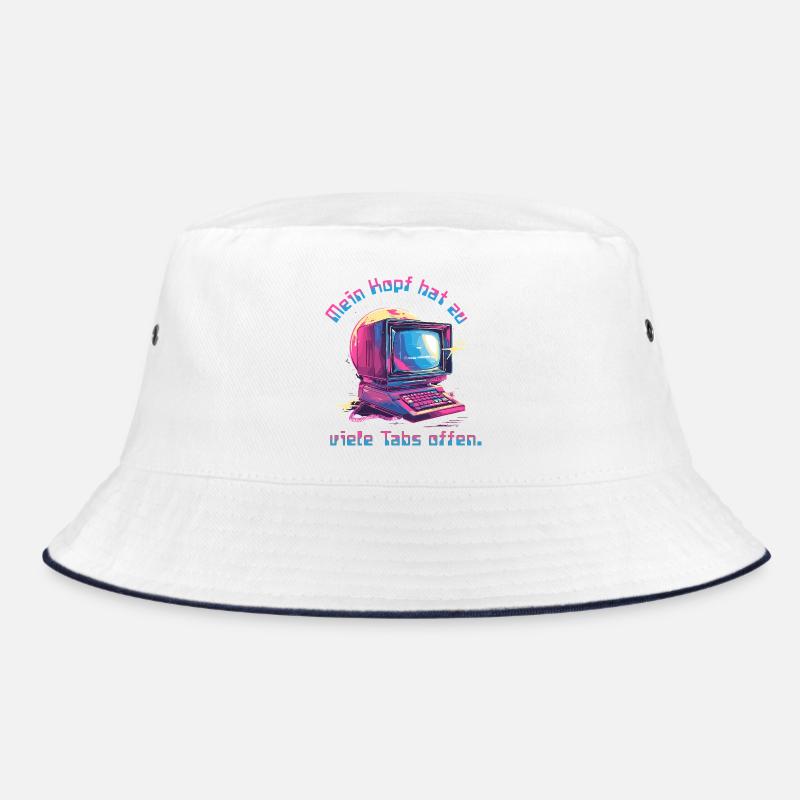 Vintage Computer Neon Tabs Open Bucket Hat