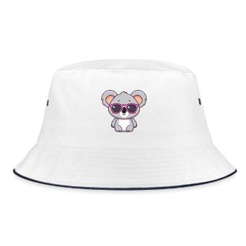 Koala Funk Pink Brille - Bucket Hat - Weiß/Navy - Vorne