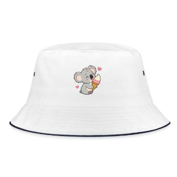 Gourmet-Koala- und Pastell-Eis - Bucket Hat - Weiß/Navy - Vorne