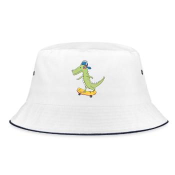 cool skater KROKO - Bucket Hat - white/navy - Front