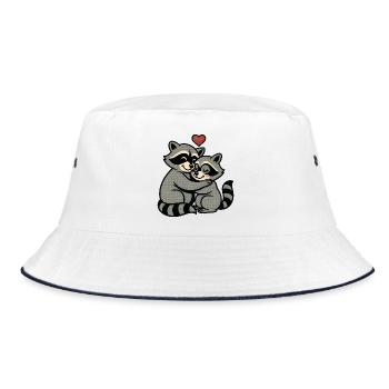 Raccoon-Hug Heart Love - Bucket Hat - white/navy - Front