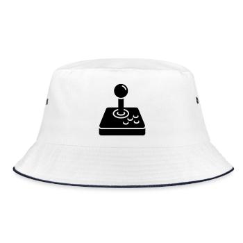 Retro Joystick Arcade Icon - Bucket Hat - white/navy - Front