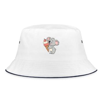 Koala gourmand et cornet de glace - Bucket Hat - white/navy - Front