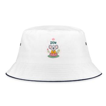 Zen Koala on Lotus - Bucket Hat - white/navy - Front