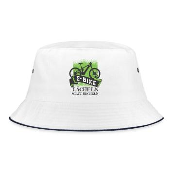 E-Bike Smiling Instead of Crocheting Funny Bike Shir - Bucket Hat - white/navy - Front