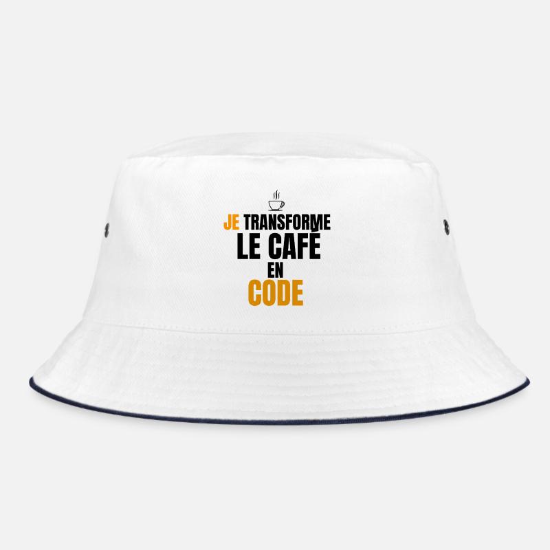 Ich verwandle den Code in einen Kaffee - Bucket Hat - Weiß/Navy