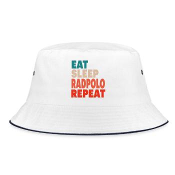 Eat Sleep Rad Polo Repeat, Radpolo - Bucket Hat - Weiß/Navy - Vorne