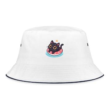 Chat kawaii sur boué rose - Bob - blanc/marine - Devant