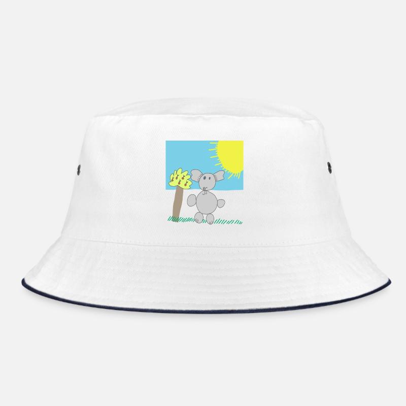 Verspielter Elefant unter einer hellen Sonne - Bucket Hat - Weiß/Navy