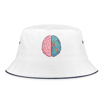 Human Intelligence meets AI – Brain Tech Design - Bucket Hat - white/navy - Front