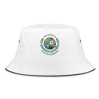 The world is my playground, geocaching - Bucket Hat - white/navy - Front