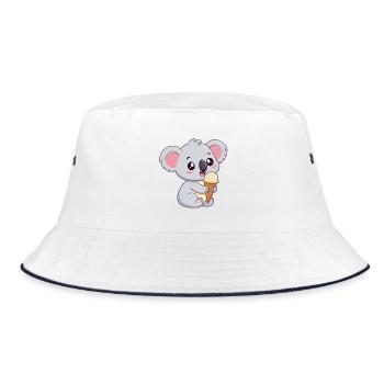 Gourmet-Koala mit Eis - Bucket Hat - Weiß/Navy - Vorne