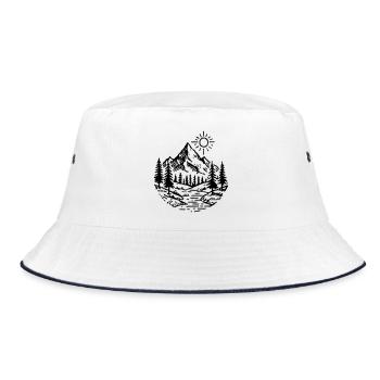 Mountains Landscape Forest - Bucket Hat - white/navy - Front