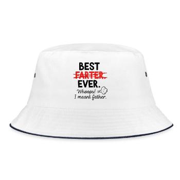 Bester Furzer Aller Zeiten – Ups, Ich Meinte Vater - Bucket Hat - Weiß/Navy - Vorne