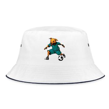 Hund Fussballer - Bucket Hat - Weiß/Navy - Vorne