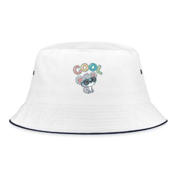 Koala Cool Pastell-Gläser - Bucket Hat - Weiß/Navy - Vorne