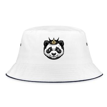 Panda Head Crown - Bucket Hat - white/navy - Front