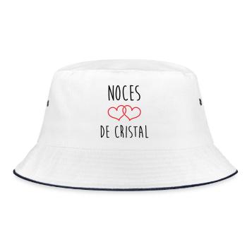 Crystal Wedding 15 Jahre Ehe - Bucket Hat - Weiß/Navy - Vorne