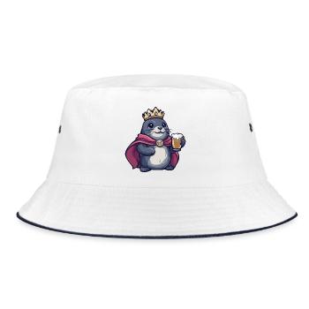 Robbe Tier Bier König - Bucket Hat - Weiß/Navy - Vorne