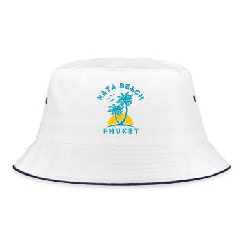 Kata Beach Phuket Palm Sunset - Bucket Hat - white/navy - Front