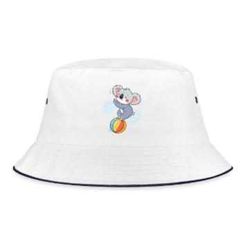 Koala-Jongleur auf einem bunten Ball - Bucket Hat - Weiß/Navy - Vorne