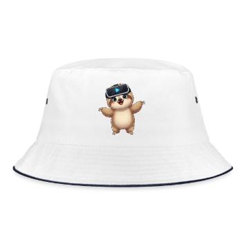 Lazy Sloth Virtual Reality Gamer Gamer - Bucket Hat - white/navy - Front