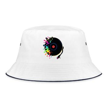 Turntable Colorful Pop Vinyl - Bucket Hat - white/navy - Front