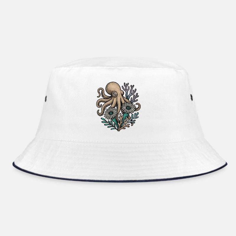 Underwater Octopus with Flowers Bucket Hat