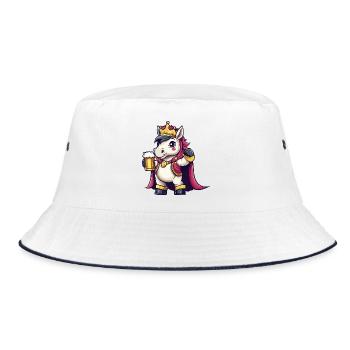 Unicorn Beer King - Bucket Hat - white/navy - Front