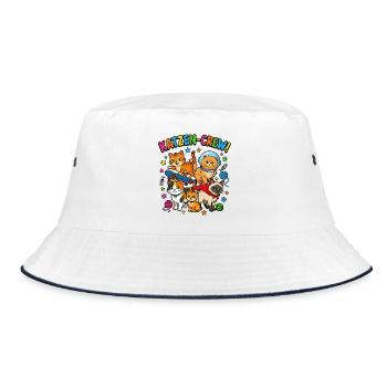 KatzenCrew Skate Space - Bucket Hat - Weiß/Navy - Vorne