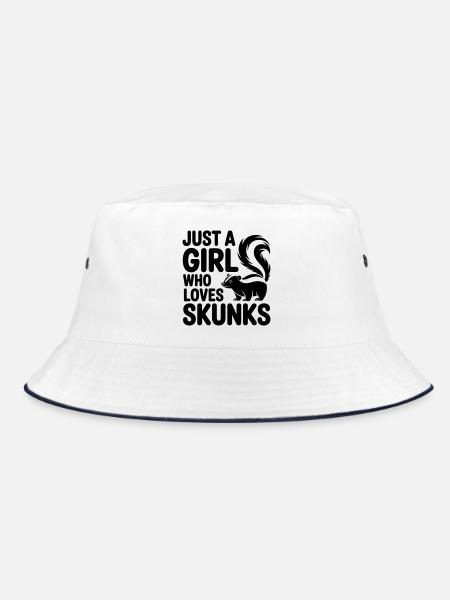 Skunk Girl Just a girl who loves skunks - Bucket Hat - white/navy - Front