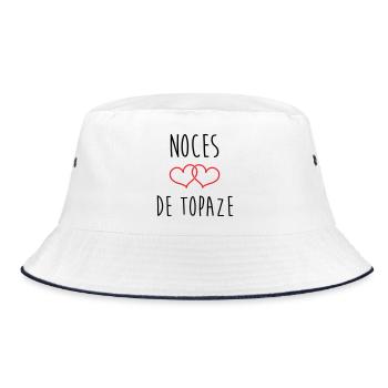 Topaz-Hochzeit 44 Jahre Ehe - Bucket Hat - Weiß/Navy - Vorne