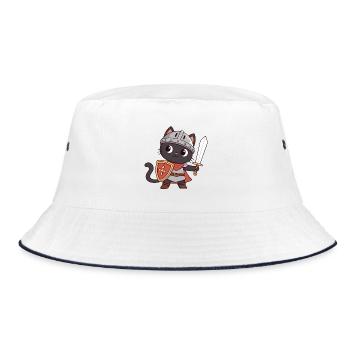 Black Cat Knight - Bucket Hat - white/navy - Front