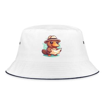 Explorer's beaver with card hat - Bucket Hat - white/navy - Front