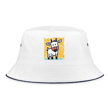 Doodle Ziege - Bucket Hat - Weiß/Navy - Vorne