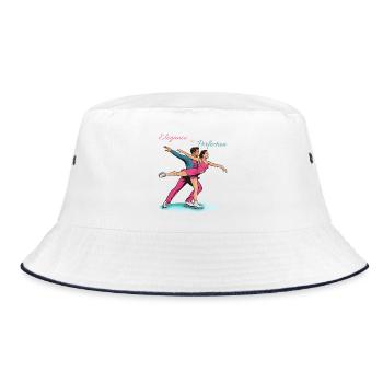 Eleganz auf dem Eis, Eiskunstlauf - Bucket Hat - Weiß/Navy - Vorne
