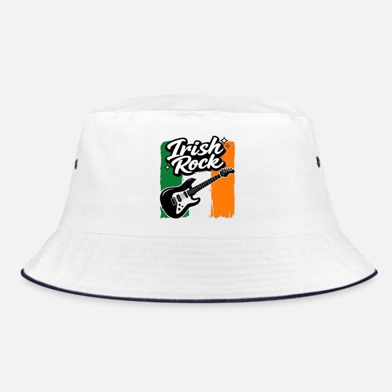 E-Gitarre St Patrick Flagge Rock Geschenk - Bucket Hat - Weiß/Navy