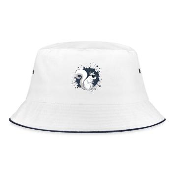 Schickes weißes Eichhörnchen mit schwarzer Brille - Bucket Hat - Weiß/Navy - Vorne