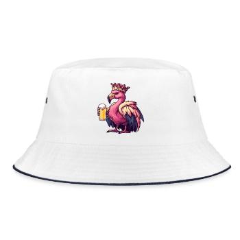 Flamingo Beer King - Bucket Hat - white/navy - Front