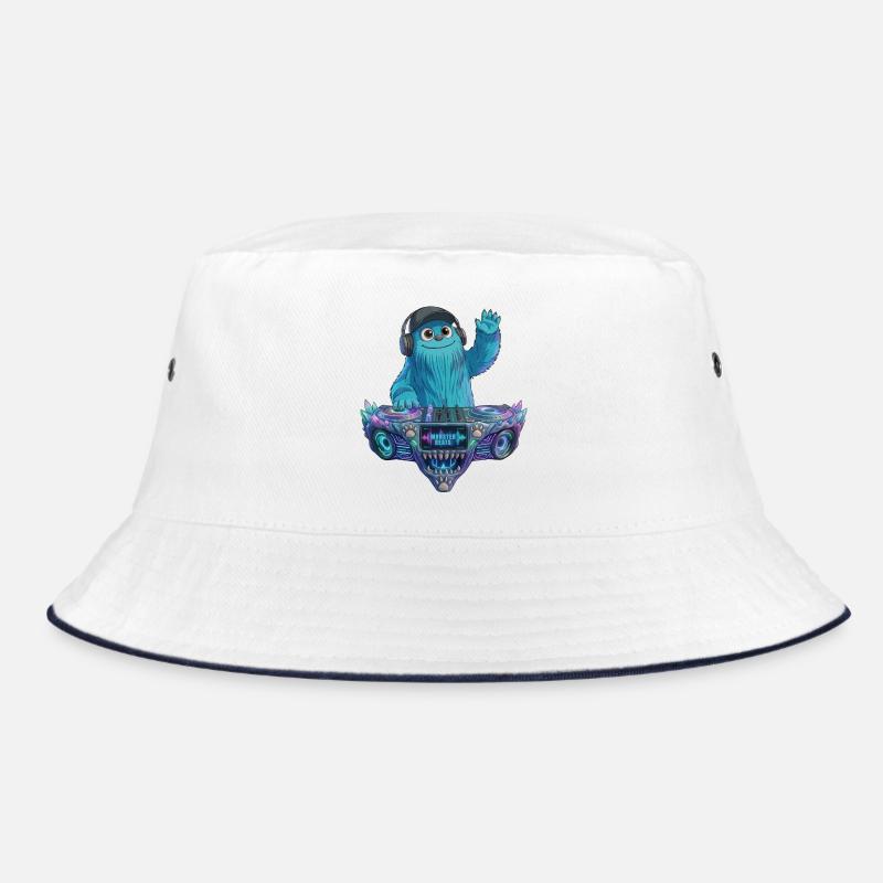 DJ Fluffo - Monster Beats - Fluffonster Design - Bucket Hat - Weiß/Navy
