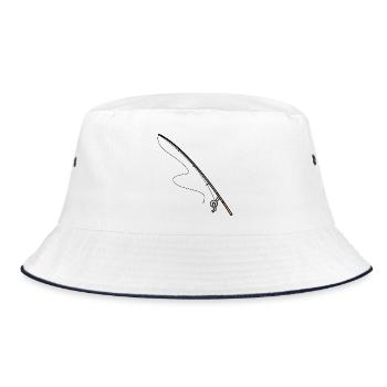 Angelrute angeln icon - Bucket Hat - Weiß/Navy - Vorne